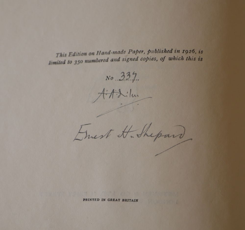 Milne, Alan Alexander - Winnie-The-Pooh, 1st edition, one of 350 large paper copies, qto, illustrated by Ernest H. Shepard, half cloth